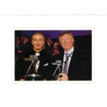 Football David Beckham and Sir Alex Ferguson signed 12x16 mounted colour photo pictured at BBCs