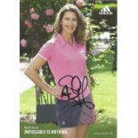 Tennis Steffi Graf 6x4 signed colour Adidas promo card. Stefanie Maria Steffi Graf is a German