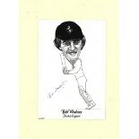 Cricket Bob Woolmer signed 16x12 overall mounted b/w caricature pictured in Kent cap. Robert