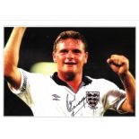 Football Paul Gascoigne 16x12 signed colour photo pictured after England win against Belgium in