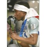 Football Ademola Lookman 8x12 signed colour photo pictured celebrating Englands victory in the U20