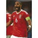 Football Ashley Williams 12x8 signed colour photo pictured Captaining Wales in European