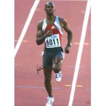 Athletics Kim Collins Signed Athletics 8x12 Photo. Good Condition. All signed pieces come with a