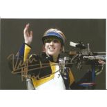 Virginia Thrasher 6x4 signed colour photo Olympic Gold Medallist in 10m Air Rifle for the USA at