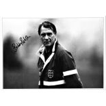 Football Bobby Robson 16x12 signed b/w photo pictured during a training session while managing