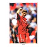 Football Steven Gerrard 16x12 signed colour photo pictured celebrating while at Liverpool FC. Good