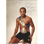 Boxing Lloyd Honeyghan 7x5 signed colour photo dedicated. Lloyd Honeyghan, born 22 April 1960 is a