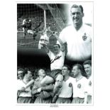Football Nat Lofthouse 16x12 signed b/w montage photo of Bolton Wanderers legend. Good Condition.