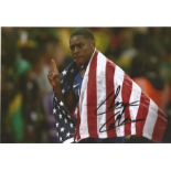 Athletics Christian Colman 8x12 signed colour photo. Christian Coleman, born March 6, 1996 is a