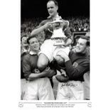 Football Jack Crompton signed 18x12 b/w photo pictured celebrating after Manchester United win in