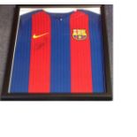 Football Neymar JR 21x17 overall framed and mounted Barcelona shirt. Neymar da Silva Santos