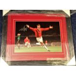 Football Teddy Sheringham 19x23 framed and mounted signed colour photo pictured after scoring in the