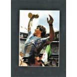 Football Diego Maradona 16x12 signed colour photo pictured with the World Cup after Argentina's