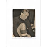 Football Legends Bert Trautman 7x6 signed b/w newspaper cutting fixed to card. Bernhard Carl Bert