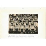 Football Legends West Ham United 1954 signed b/w 7x6 team photo fixed to A4 card. includes 10