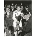 Football Alan Mullery Signed Tottenham Hotspur Uefa Cup 8x10 Photo. Good Condition. All signed