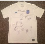Football England signed shirt signed by 14 current and past internationals signatures include Ross