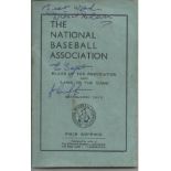 Baseball vintage 1930s National Baseball Association rules and law book signed by legendary player