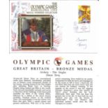 Olympic commemorative FDC The Olympic Games Barcelona 1992 medal collection signed by Simon Terry