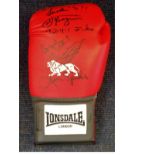 Boxing Lonsdale Glove signed by three heavyweight champions Smokin Joe Frazier, Ken Norton and