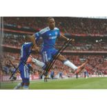Football Didier Drogba and Salomon Kalou 8x12 signed colour photo pictured in action for Chelsea.