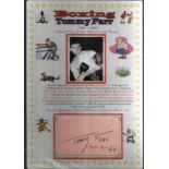 Boxing Tommy Farr 12x8 mounted signature piece signature dated 31. 3. 1940. Thomas George Farr, 12