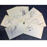 Football Barcelona collection seven 4x6 signed white cards from Barcelona players of the past