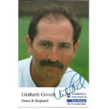 Cricket Graham Gooch 6x4 signed colour promo card. Graham Alan Gooch, OBE, DL, born 23 July 1953