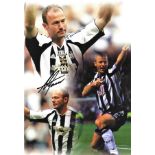 Football Alan Shearer signed 18x12 colour montage photo. Alan Shearer, CBE, born 13 August 1970 is