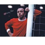 Autographed 16 x 12 photo, NOBBY STILES 1970, a superb image depicting the midfielder staring into