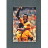 Football Pele mounted 16x12 signed colour photo pictured celebrating after scoring for Brazil during