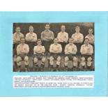 Football Legends England 1953 b/w team photo 7x6 fixed to A4 card 11 signatures from the side who