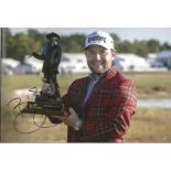 Golf Brandon Grace 8x12 signed colour photo pictured holding the RBC Heritage Trophy in 2016. Good