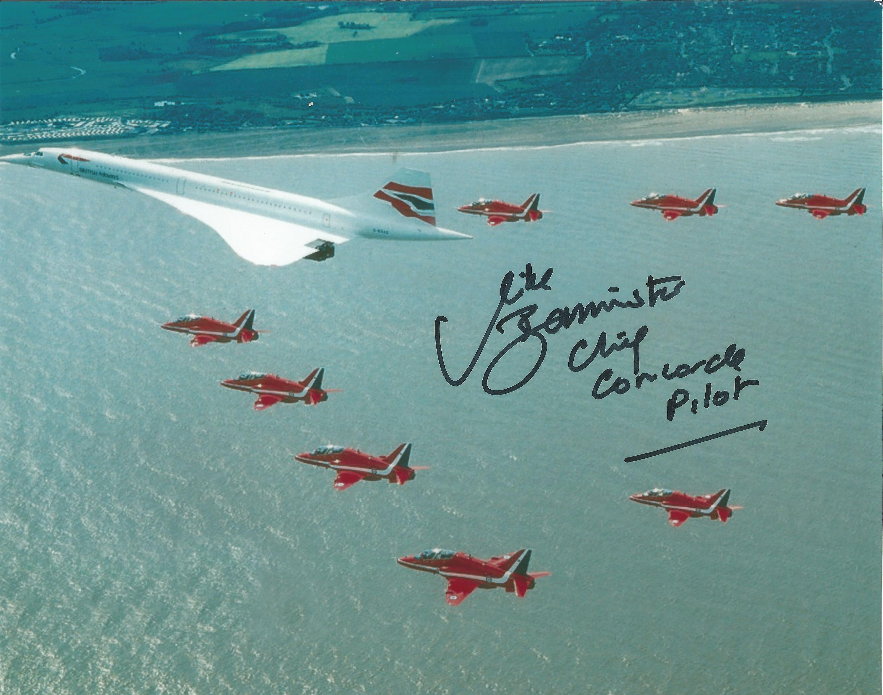 Concorde Captain Mike Bannister Chief pilot signed 10 x 8 Red Arrows photo. Good Condition. All
