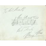 Henry Hall signed album page with music score added. Good Condition. All signed pieces come with a