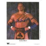 Tatanka WWF Wrestling hand signed 10x8 photo. This hand signed photo depicts WWF Wrestling legend,