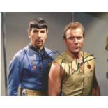 Leonard Nimoy and William Shatner signed 10x8 colour Star Trek photo as Captain James T Kirk and