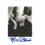Phil Collins signed 6x4 black and white image signed in blue. Good Condition. All signed pieces come