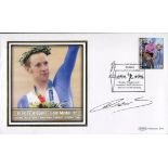 Bradley Wiggins. Athens Olympics cover dedicated to and signed by Bradley Wiggins, the silk