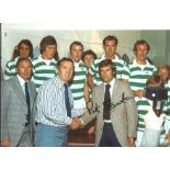 Autographed 12 x 8 photo, PAT STANTON, a superb image depicting Celtic manager Jock Stein shaking