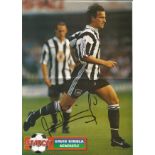 David Ginola signed A4 from Match Magazine - pictured in action in black and white Newcastle