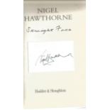 Nigel Hawthorne signature piece attached to title page of Straight Face the autobiography hardback