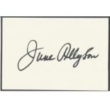 June Allyson signed album page. Good Condition. All signed pieces come with a Certificate of