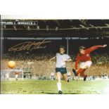 Autographed 12 x 8 photo, GEOFF HURST, a superb image depicting the England striker scoring his