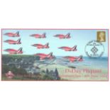 Ray Hanna Red Arrow pilot signed 2001 D-Day Arrowmanches Flypast cover, only 40 issued. Good