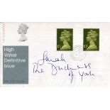 Sarah Duchess Of York. 1977 Royal Mail Definitives FDC signed by Sarah the Duchess of York. Good