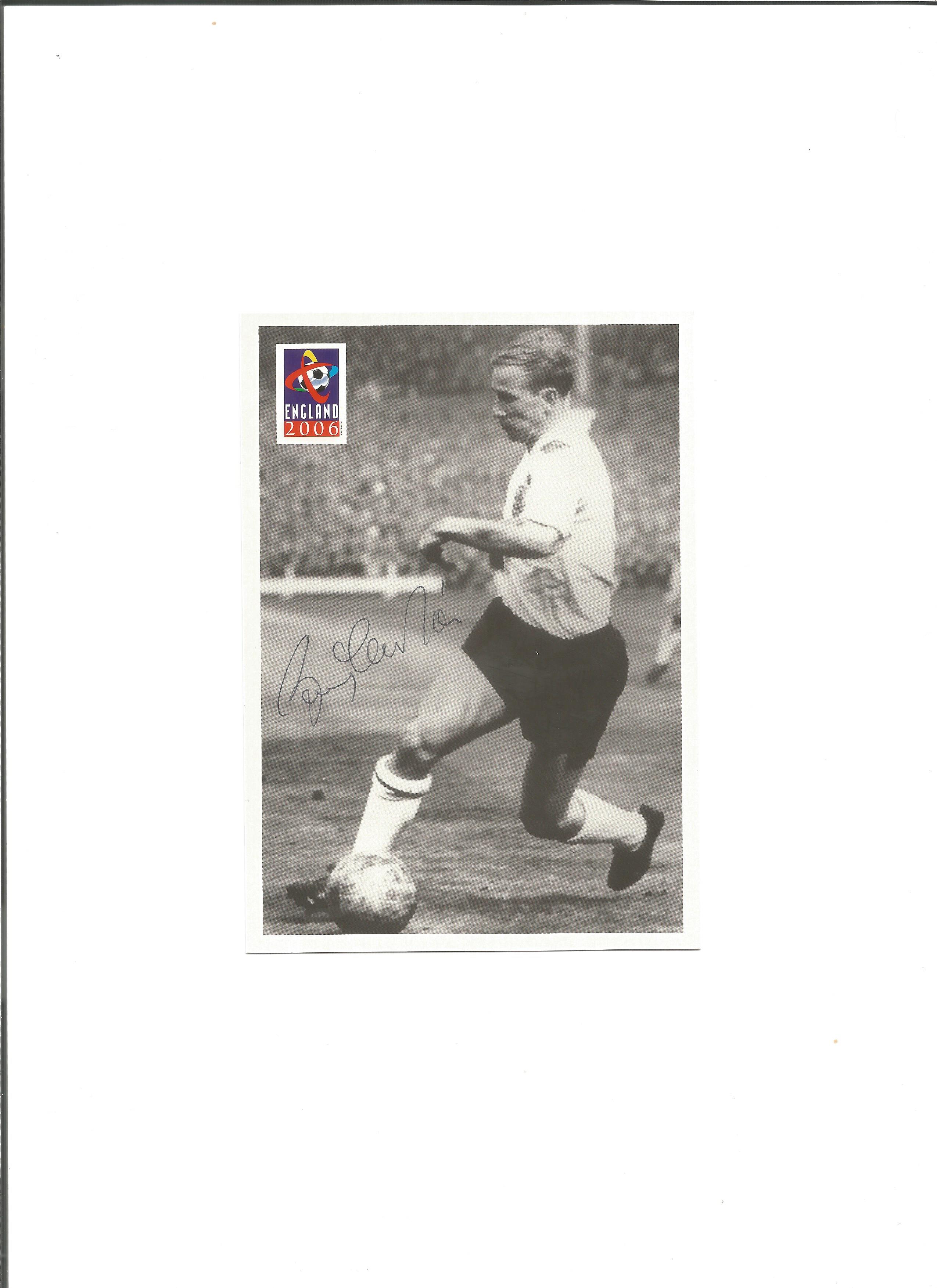 Bobby Charlton Signed England 1966 Promo Photo. Good Condition. All signed pieces come with a