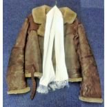 Tirpitz raider WW2 RAF bomber Leather flight Jacket and white silk scarf owned by Warrant Officer