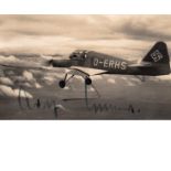Adolf Galland signed 6x4 b/w Wartime photo of a plane in flight. Adolf Josef Ferdinand Galland was a