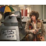 Doctor Who. 8 x 10 inch photo signed by Tom Baker as the Doctor and John Leeson as K-9. Good